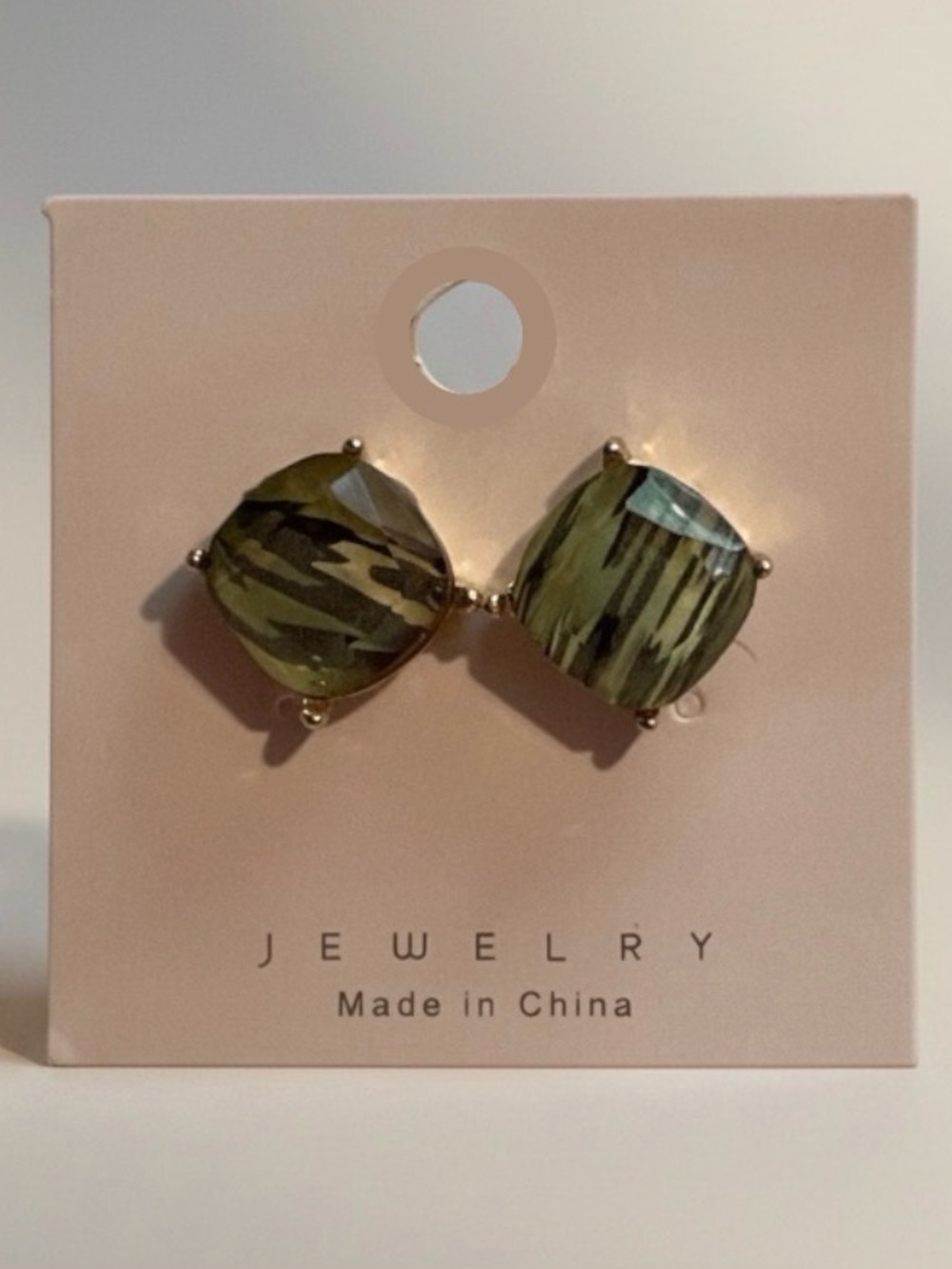 Green Cushion-Cut Oversized Stud Earrings NWT